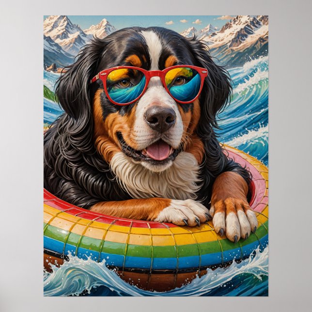 Den berömvärda Bernese Mountain Hund njuter av att Poster (Framsidan)