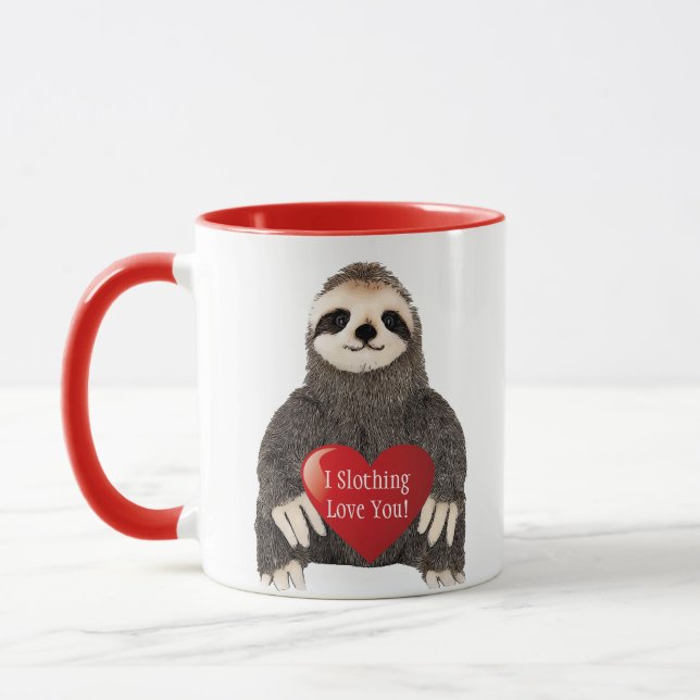 Den berömvärda ljudet Sloth Valentines Day Heart P Mugg (Vänster)