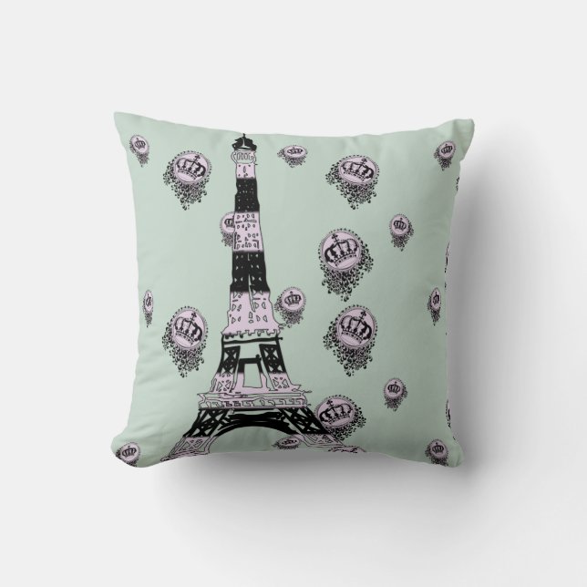 Den berömvärda Paris Mönster Pillow med Eiffel Tor Kudde (Framsida)