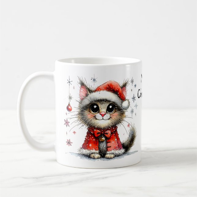 Den berömvärda, storögda katten i jultomten kaffemugg (Vänster)