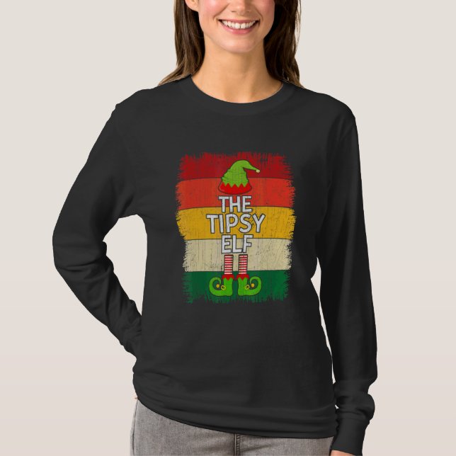 Den Berusade ELF Matchande Julfest Pyjamas T Shirt (Framsida)