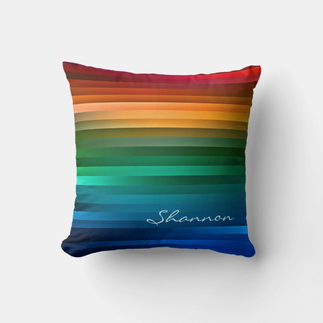 Den beställnings- färgrika regnbågeranden kudder kudde (Framsida)