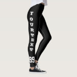 Den beställnings- fotbolljerseyen numrerar svart leggings<br><div class="desc">Den beställnings- fotbolljerseyen numrerar svartvit sportdamasker.
Personligstrumpbyxor med ditt egna lagnamn,  slogan,  citationstecken,  ordstäv Etc.
Idrotts- bekläda för kvinnor och flickor. Underbar för cheerleading,  idrottshall,  kondition,  genomkörareutbildning,  yoga,  spring och andra sportar. Gör ditt egna lag att utrusta.</div>