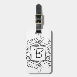 Den beställnings- handdrawn monogramen reser bagagebricka