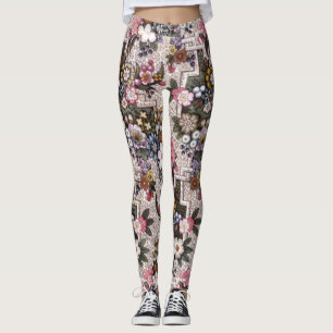 Den beställnings- rosa blommigten övar damasker leggings