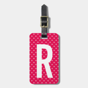 Den beställnings- rosa monogrampolka dots reser bagagebricka