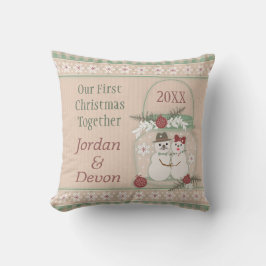 Den beställnings- snögubben kopplar ihop 1st jul kudde