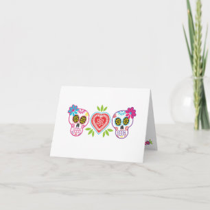 Den beställnings- sockerdöskallar och blommor kort