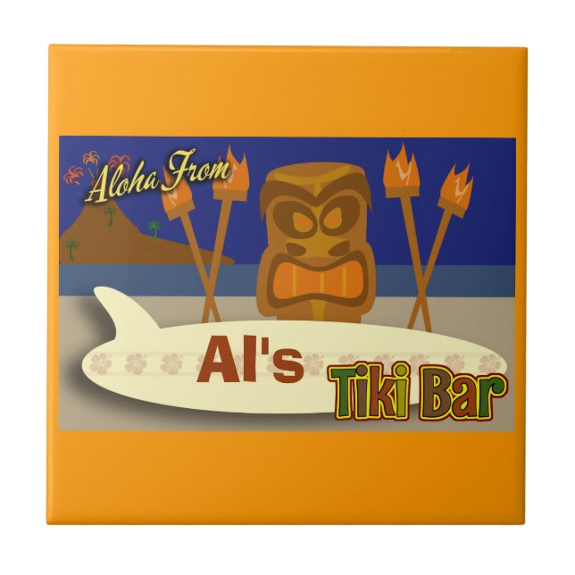 Den beställnings- Tiki puben undertecknar Kakelplatta (Framsidan)
