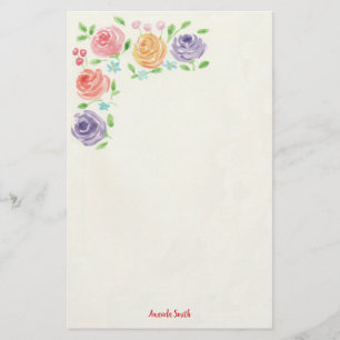 Den beställnings- vattenfärgen blommar brevpappe brevpapper
