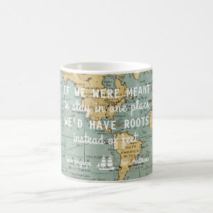 Den beställnings- vintagekartan reser muggen för kaffemugg