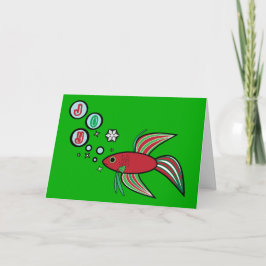 Den Betta fisken på jul bubblar av glädje Helgkort