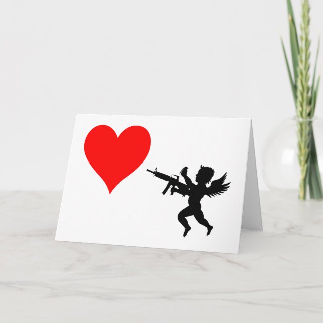 Den beväpnade cupiden förstör kärlek helgkort (Framsida)