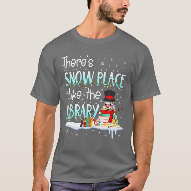 Den bibliotekariska julen där är Snö Ställe som L T Shirt (Framsida)