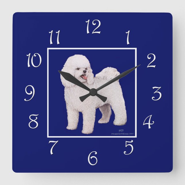 Den Bichon Frise marinen kvadrerar Fyrkantig Klocka (Framsida)