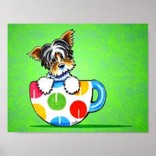 Den Biewer Yorkie polkaen pricker koppgrönt Poster