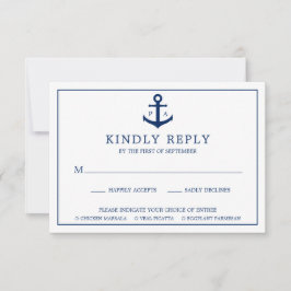 Den blå ankaren Monogram Nautical Bröllop OSA Kort