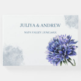 Den blå blommigten enkel bröllop gästböcker