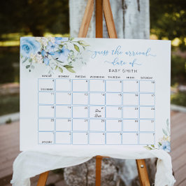 Den blå blommigten Gissa förfallodatumkalendern Po Poster