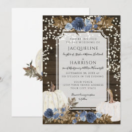 Den blå Blommigten RusticTwinkle Light Bröllop Inbjudningar