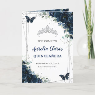 Den blå Blommigten Silver Quinceañera-ordningen fö Program