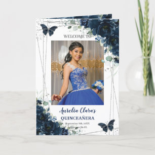 Den blå Blommigten Silver Quinceañera-ordningen fö Program