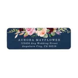 Den blå burgundy Guld  Rosa Bröllop Adress Returadress Etikett