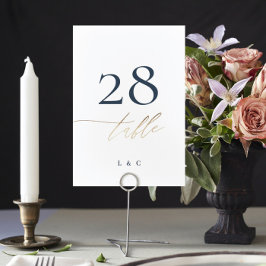 Den blå Eleganten Guld Classic Bröllop Bordsnummer