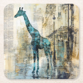 Den blå giraffen i Paris Coaster Underlägg Papper Kvadrat