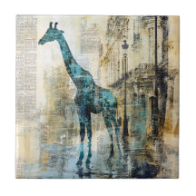 Den blå giraffen i Paris keramiska plattor