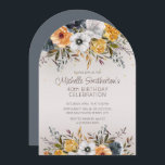 Den blå Gulten Blommigt Glitter 40:e födelsedagen Inbjudningar<br><div class="desc">Söt marin blå och senap gult vattenfärgsformad blommigt med guld glitter 40-årsdagen för party-formad inbjudan. Kontakta mig om du behöver hjälp med dina anpassningar eller om du vill be om matchning eller samordning av Zazzle-produkter.</div>