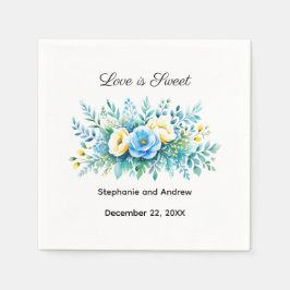 Den blå Gultens Blommigt Kärlek är Söt Bröllop Pappersservett