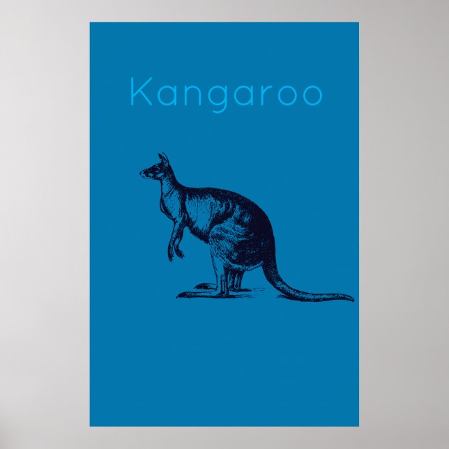 Den blå Kangaroo Modern Wall Art Poster (Framsidan)