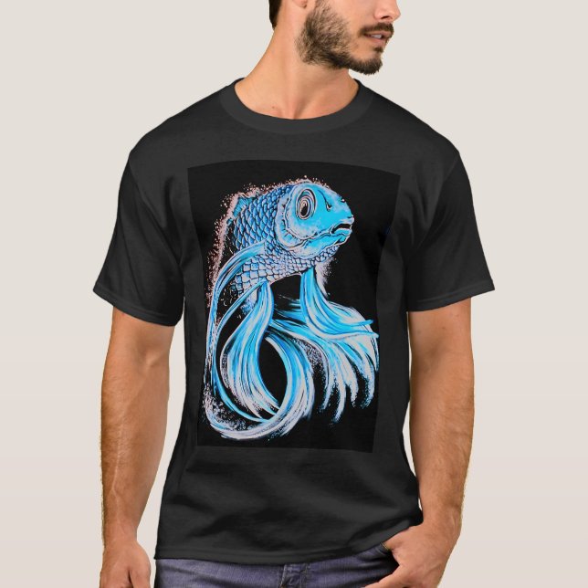 Den Blå Koi T Shirt (Framsida)