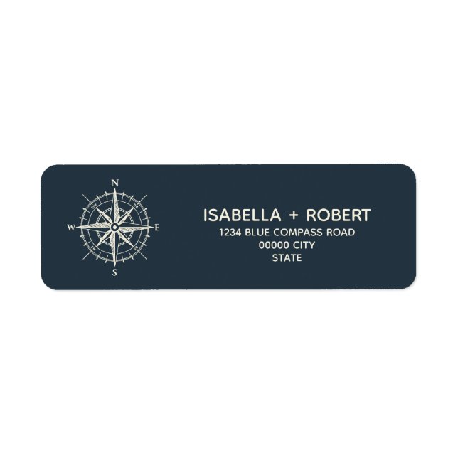 Den blå kompass | Nautisk Ro i vinden Returadress Etikett (Framsidan)