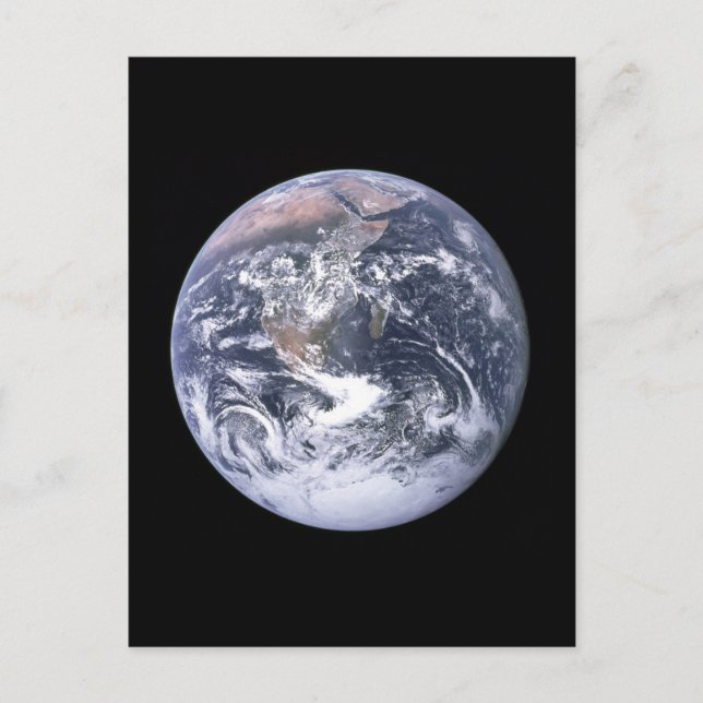 "Den blå marbeljorden" verkar från Apollo 17 Vykort (Framsida)