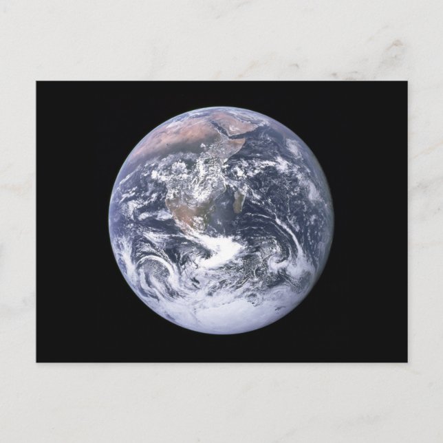 "Den blå marbeljorden" verkar från Apollo 17 Vykort (Framsida)