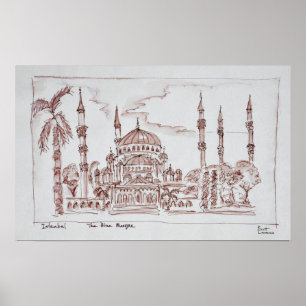 Den blå moskén Istanbul, Turkiet Poster
