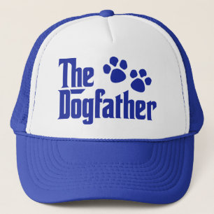 Den blå och vita roligten Dogfather säger Keps