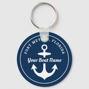 Den blå Personligen Boat Namn Anchor Nyckelring
