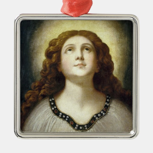 Den blå Soul (Angelic Young Religiösa Woman) Julgransprydnad Metall (Framsidan)