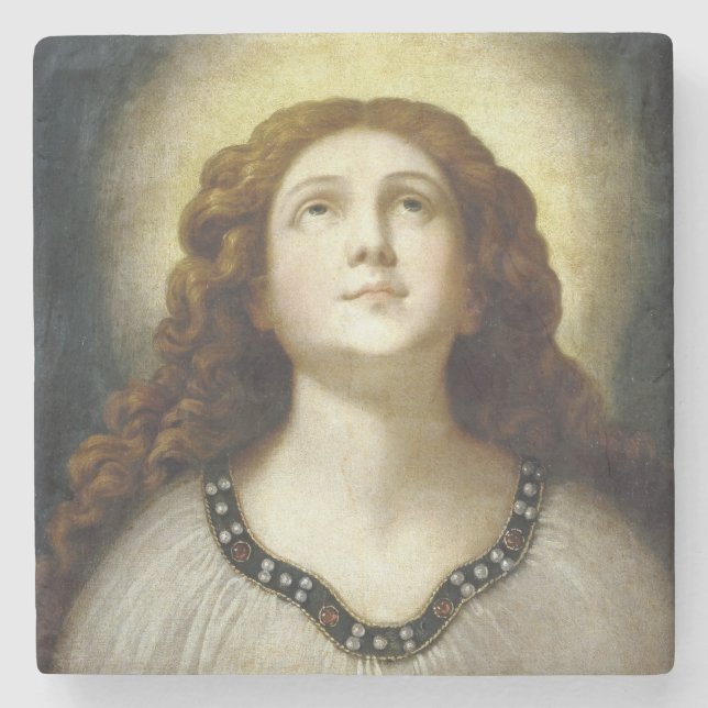 Den blå Soul (Angelic Young Religiösa Woman) Stenunderlägg (Framsidan)