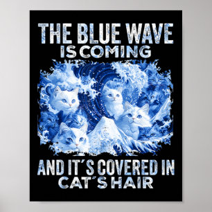 Den blå vågen täcks i kattstolar. poster