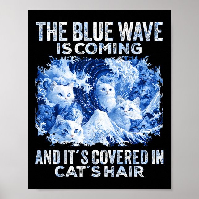 Den blå vågen täcks i kattstolar. poster (Framsidan)