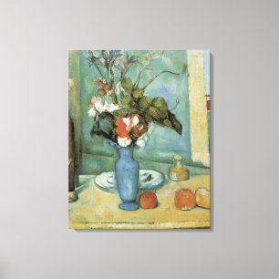 Den blå vasen (Blommor och frukt) av Paul Cezanne Canvastryck