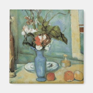 Den blå vasen (Blommor och frukt) av Paul Cezanne Magnet