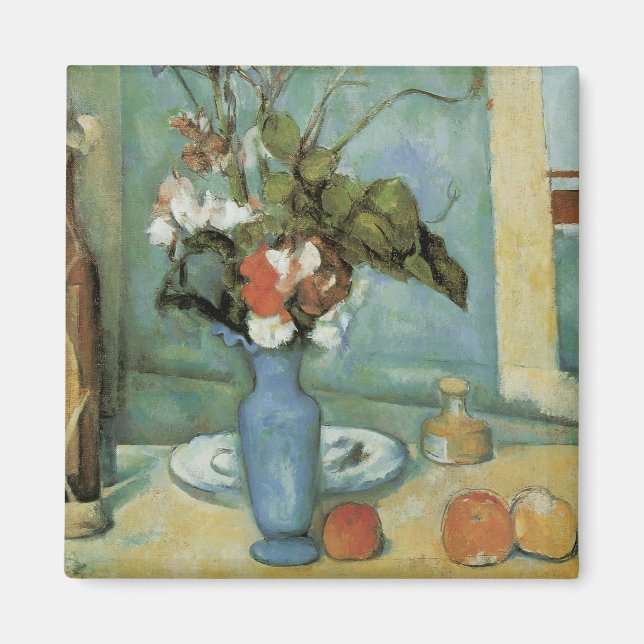 Den blå vasen (Blommor och frukt) av Paul Cezanne Magnet (Framsidan)