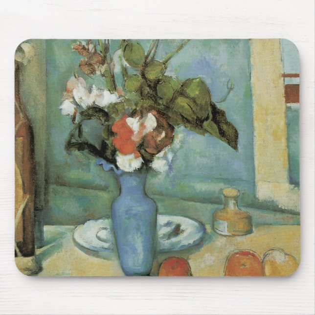 Den blå vasen (Blommor och frukt) av Paul Cezanne Musmatta (Framsidan)