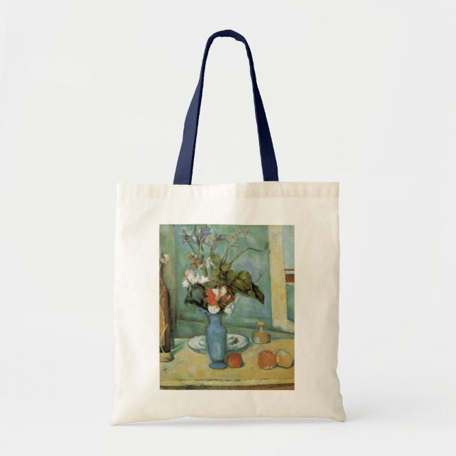Den blå vasen (Blommor och frukt) av Paul Cezanne Tygkasse (Framsidan)