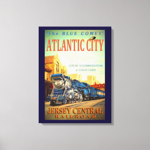 Den blåa kometen Tåg-utskriften på arbetsytan Canvastryck